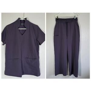 Mandala Scrub Set Purple Medical Uniform Top Pants Size M